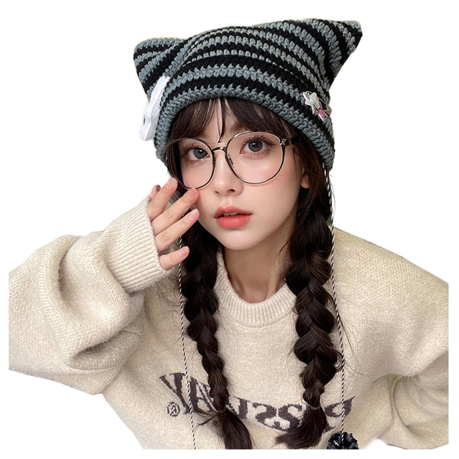knwls グレー　猫耳ビーニー knwls グレー 猫耳ビーニー knwls グレー 猫耳ビーニー 帽子